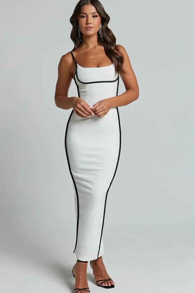 Abegaille Midi Dress 8211 Bodycon Dress In WhiteBlack Women Showpo Dresses