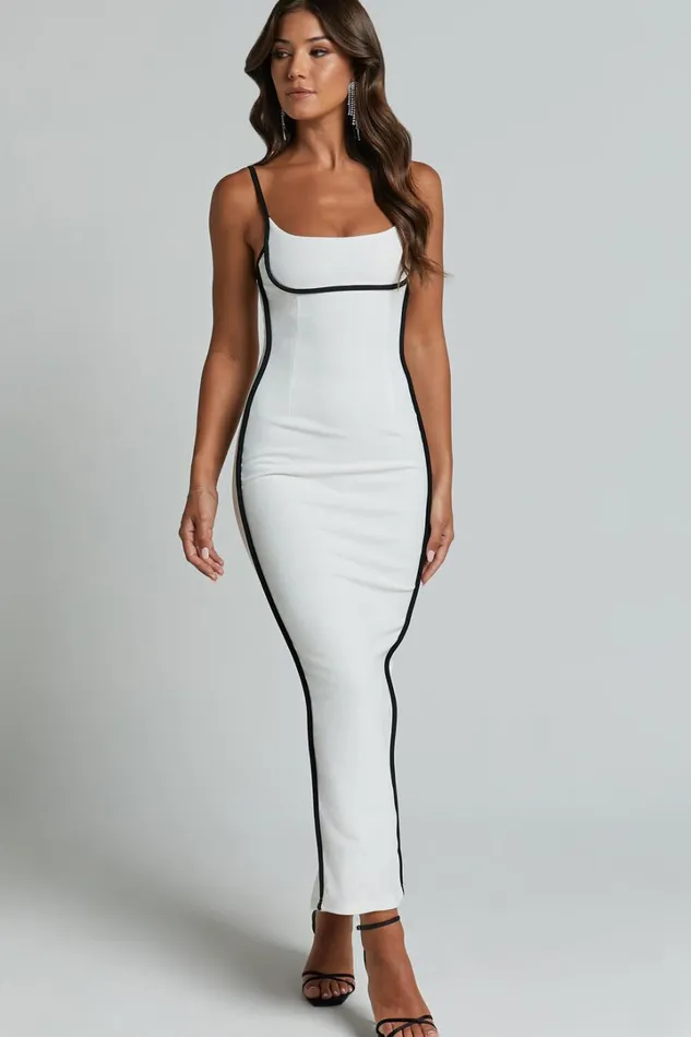 Abegaille Midi Dress 8211 Bodycon Dress In WhiteBlack Women Showpo Dresses