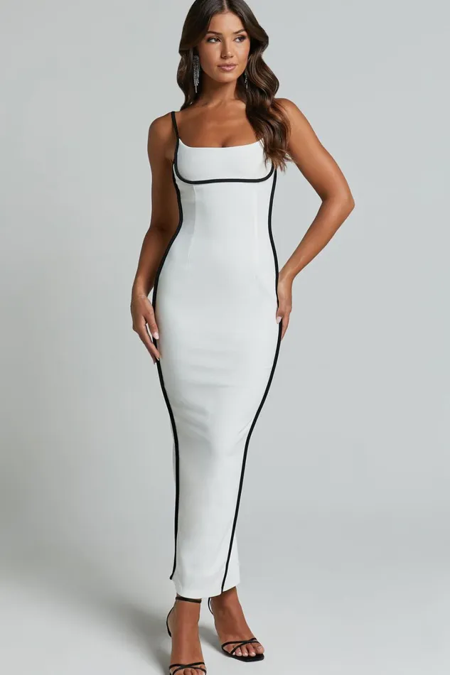 Abegaille Midi Dress 8211 Bodycon Dress In WhiteBlack Women Showpo Dresses