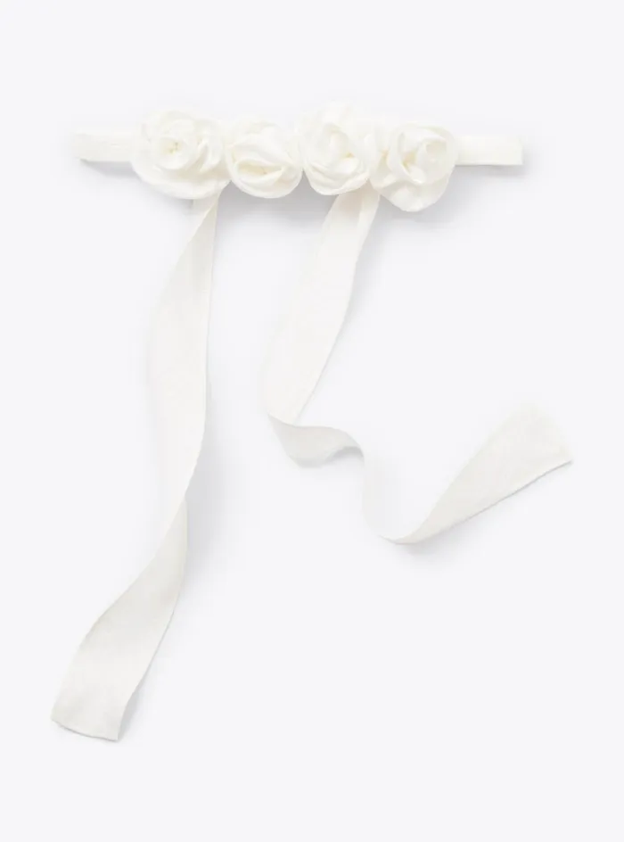 Accessories Baby 036Girl 216 Il Gufo Headband With Pretty Roses In White Shantung