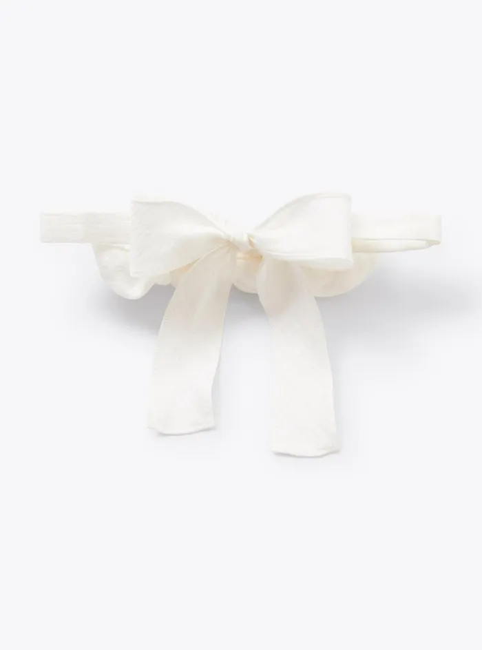 Accessories Baby 036Girl 216 Il Gufo Headband With Pretty Roses In White Shantung