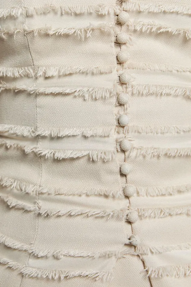 Adalia Top 8211 Strapless Textured Longline Button Up Top In Cream Women Showpo Tops