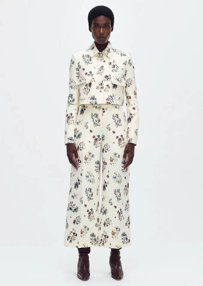 Adam Lippes Cecil Jacket Ivory Floral Womens Coats and Jackets