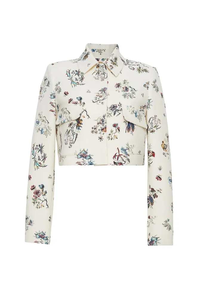 Adam Lippes Cecil Jacket Ivory Floral Womens Coats and Jackets