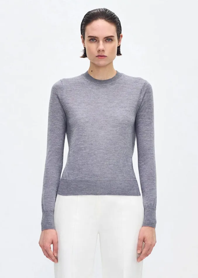 Adam Lippes Didion Knit Heather Grey Womens Sweaters and Knitwear