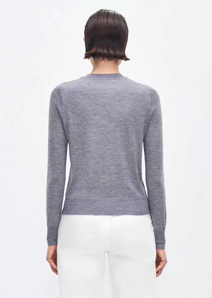 Adam Lippes Didion Knit Heather Grey Womens Sweaters and Knitwear