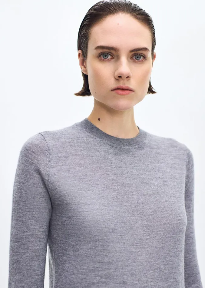Adam Lippes Didion Knit Heather Grey Womens Sweaters and Knitwear