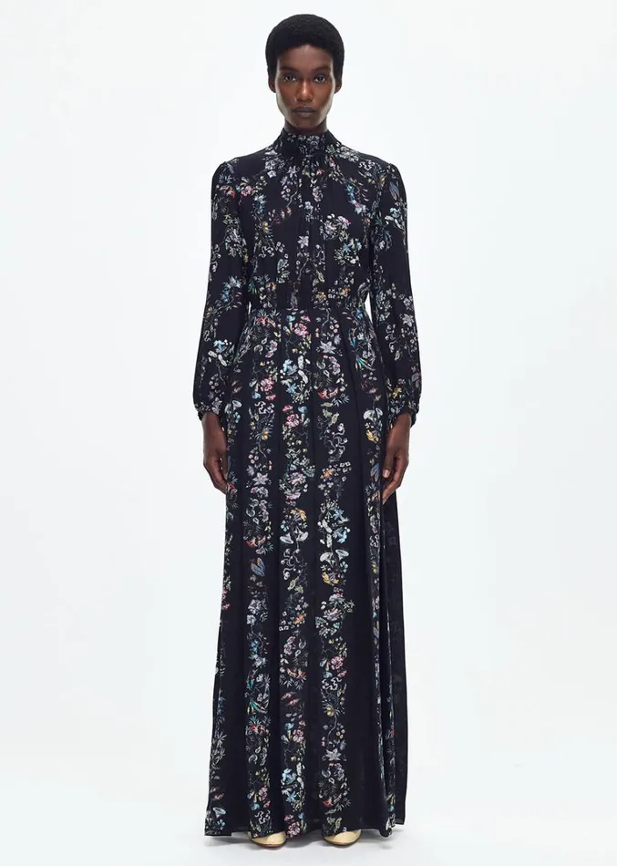 Adam Lippes Emilia Dress Black Floral Womens Dresses