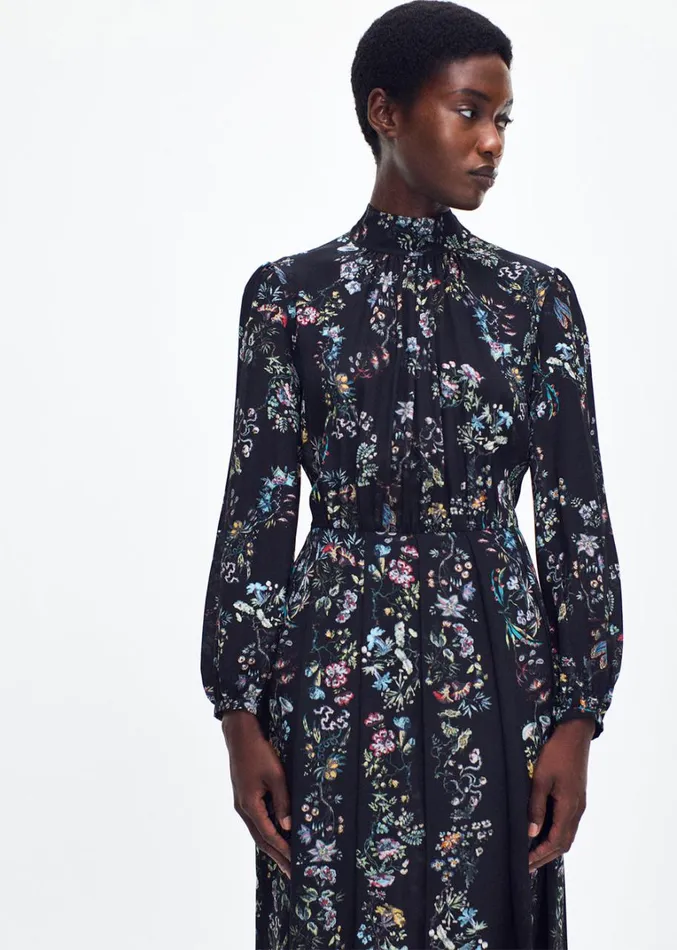 Adam Lippes Emilia Dress Black Floral Womens Dresses