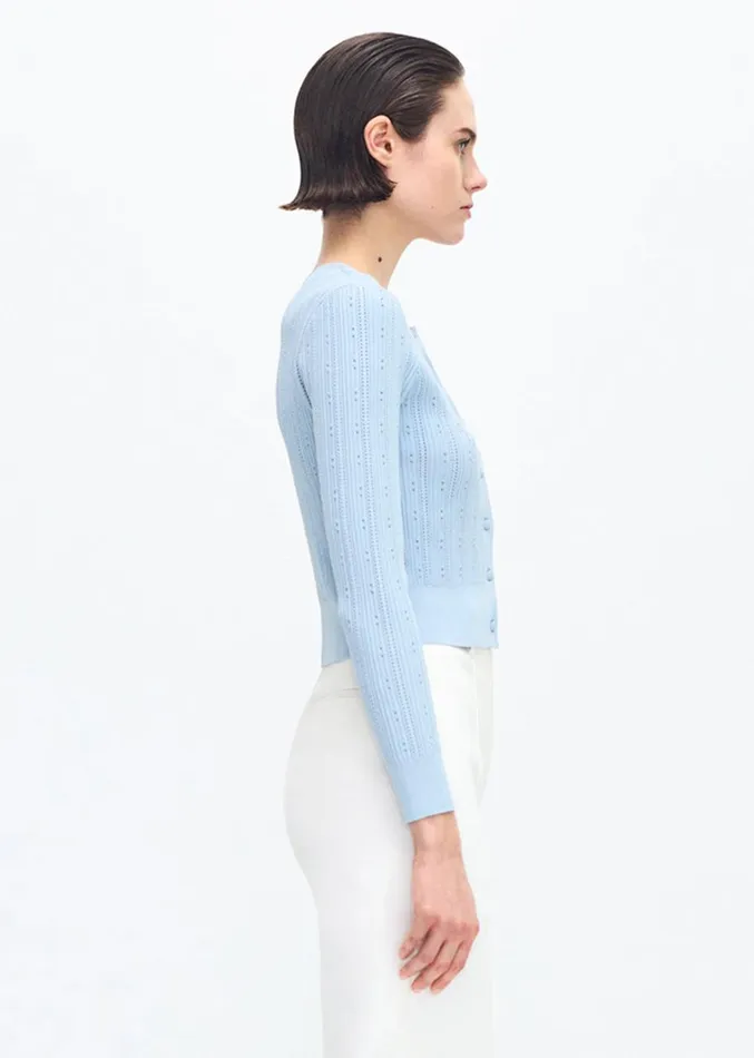 Adam Lippes Faye Cardigan Mist Womens Sweaters and Knitwear