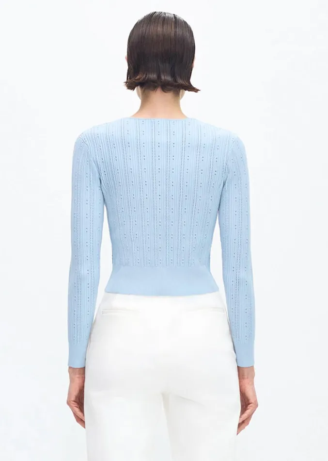 Adam Lippes Faye Cardigan Mist Womens Sweaters and Knitwear