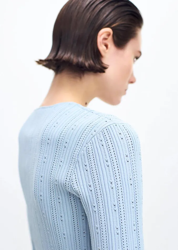 Adam Lippes Faye Cardigan Mist Womens Sweaters and Knitwear