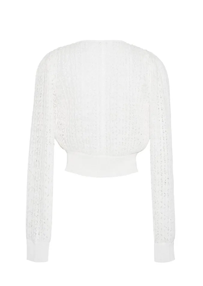 Adam Lippes Malone Cardigan Ivory Womens Sweaters and Knitwear