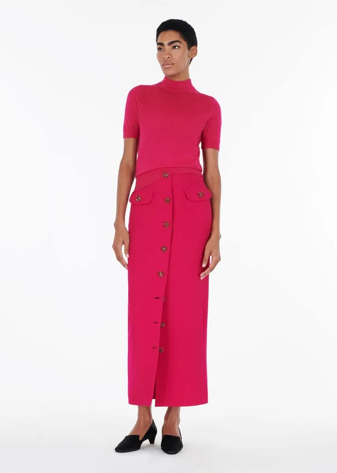 Adam Lippes UltraFine Cashmere Mockneck Magenta Womens Sweaters and Knitwear