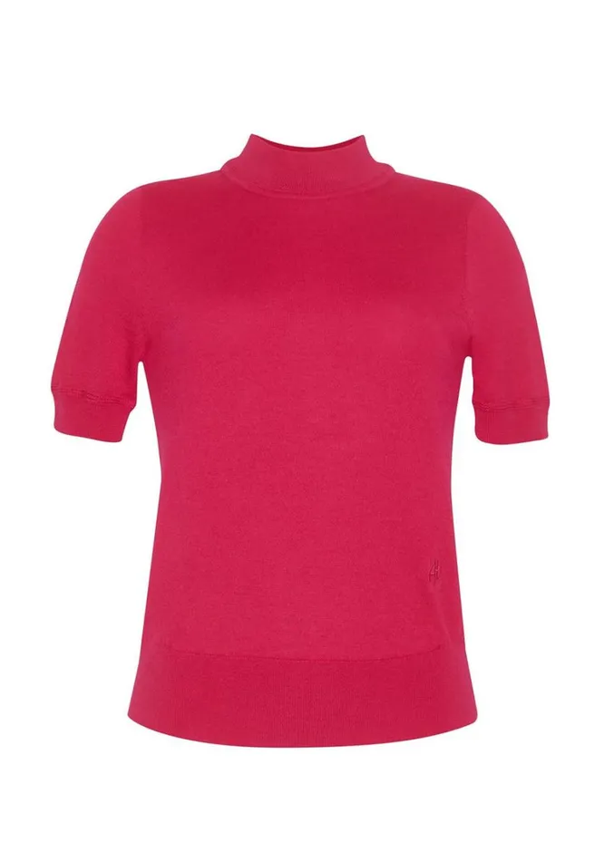 Adam Lippes UltraFine Cashmere Mockneck Magenta Womens Sweaters and Knitwear