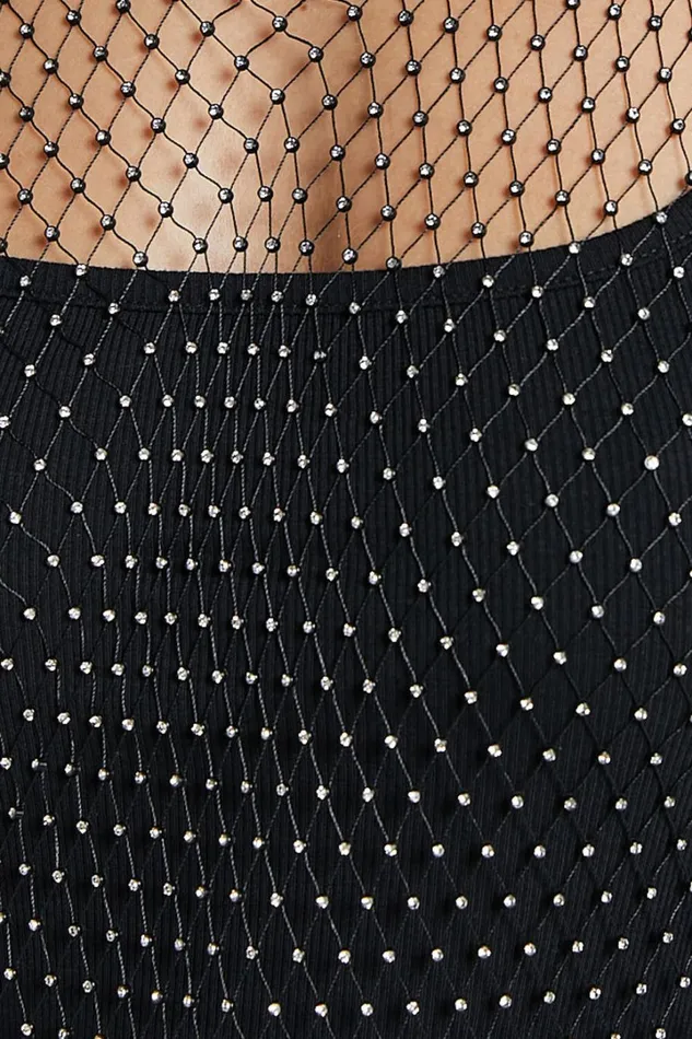 Aisha Midi Dress 8211 Diamante Mesh Sleeveless Dress In Black Women Showpo Dresses