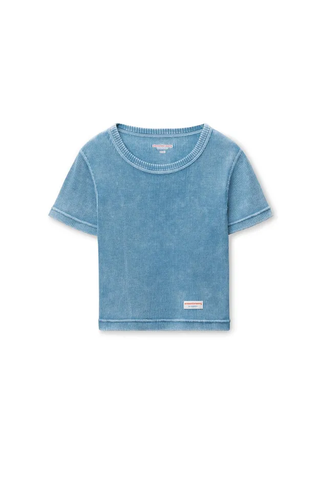 Alexander Wang Bodywear Cropped ShortSleeve Baby Tee In Ribbed Cotton