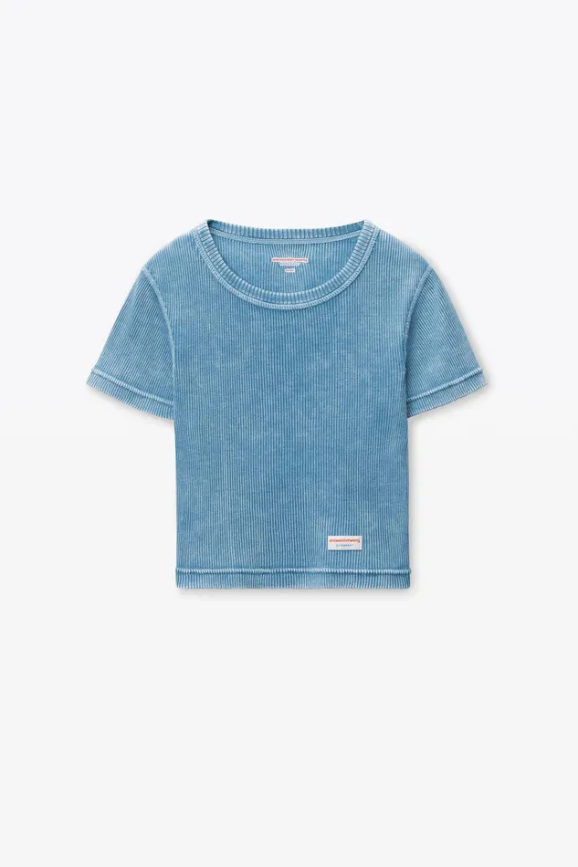 Alexander Wang Bodywear Cropped ShortSleeve Baby Tee In Ribbed Cotton