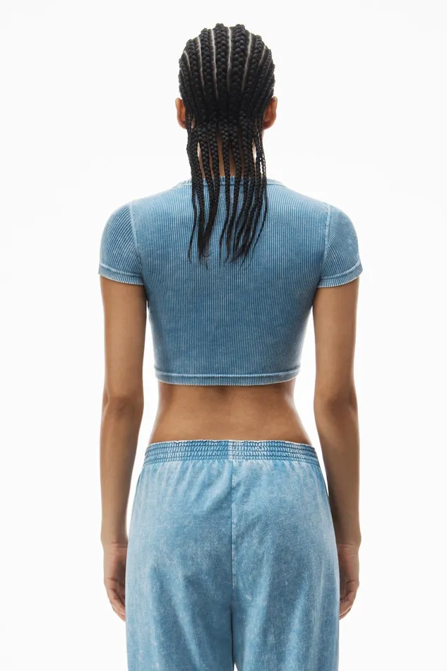 Alexander Wang Bodywear Cropped ShortSleeve Baby Tee In Ribbed Cotton