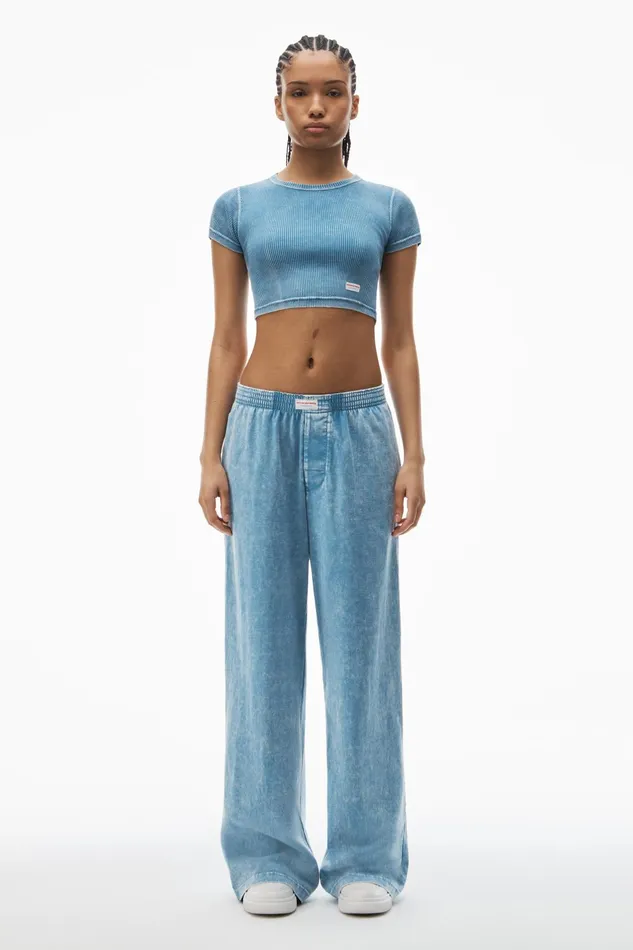 Alexander Wang Bodywear Cropped ShortSleeve Baby Tee In Ribbed Cotton