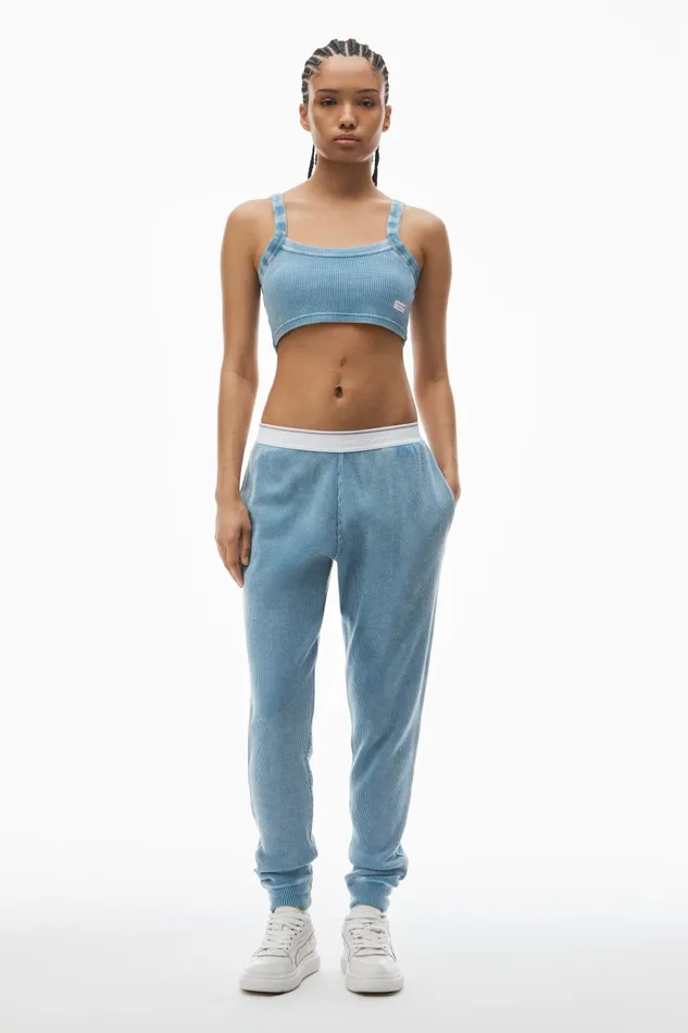 Alexander Wang Bodywear Jogger Pant In WaffleKnit Cotton Stretch