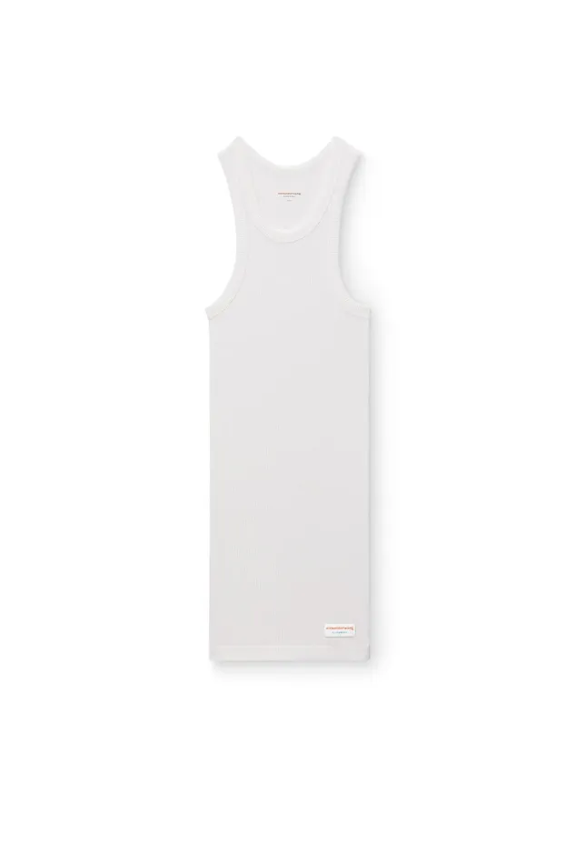Alexander Wang Bodywear Racer Tank Loungewear Dress In Ribbed Cotton Jersey