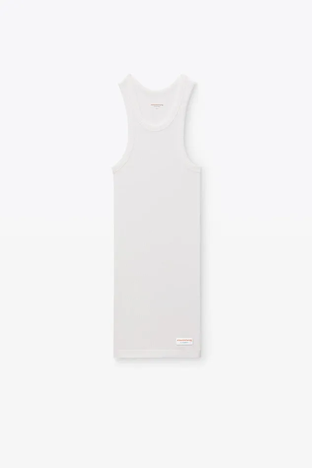 Alexander Wang Bodywear Racer Tank Loungewear Dress In Ribbed Cotton Jersey