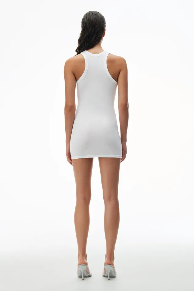 Alexander Wang Bodywear Racer Tank Loungewear Dress In Ribbed Cotton Jersey