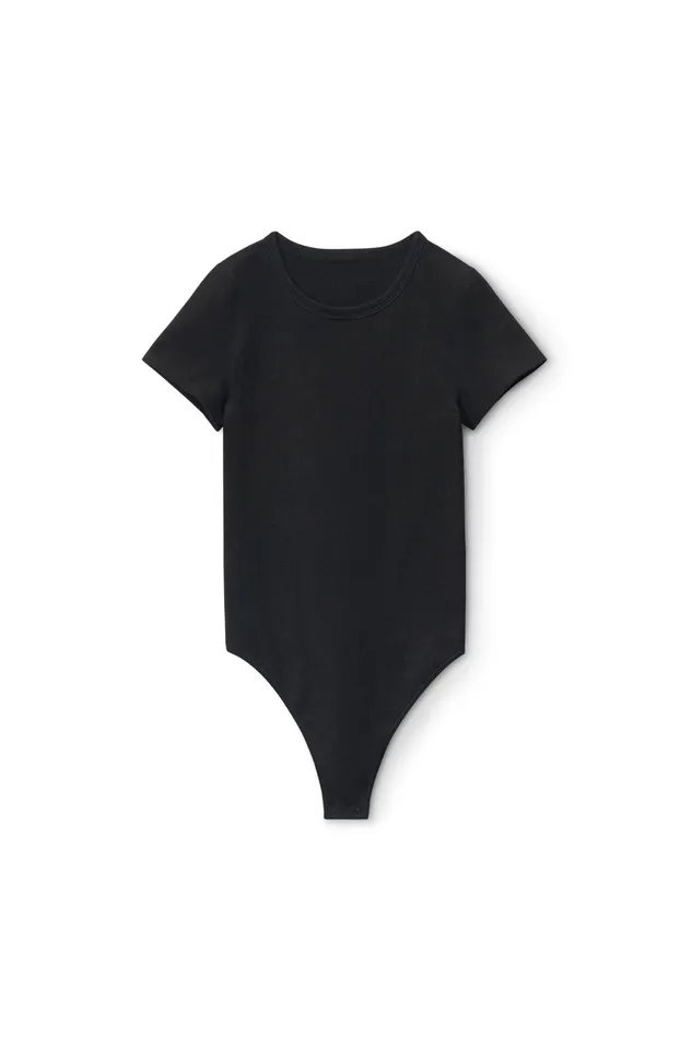 Alexander Wang Bodywear ShortSleeve Bodysuit In RibKnit Jersey