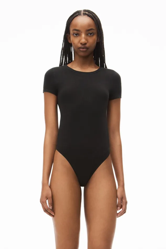 Alexander Wang Bodywear ShortSleeve Bodysuit In RibKnit Jersey