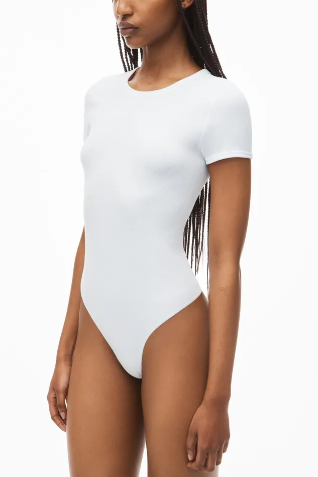 Alexander Wang Bodywear ShortSleeve Bodysuit In RibKnit Jersey