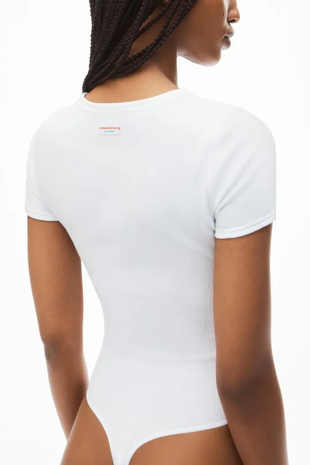 Alexander Wang Bodywear ShortSleeve Bodysuit In RibKnit Jersey