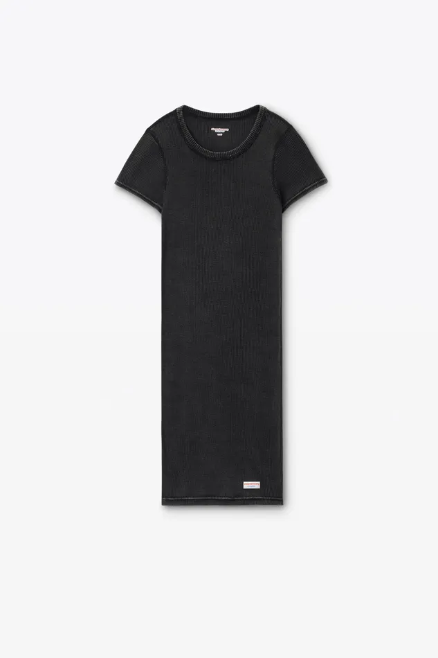 Alexander Wang Bodywear ShortSleeve Loungewear Dress In Ribbed Cotton