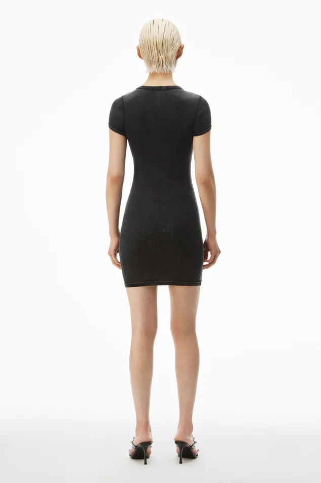 Alexander Wang Bodywear ShortSleeve Loungewear Dress In Ribbed Cotton