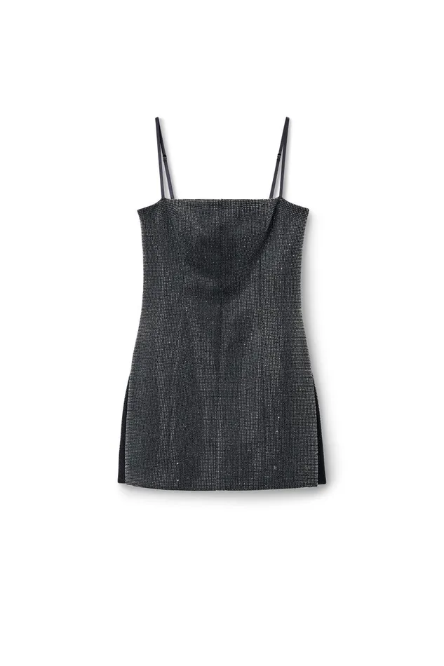 Alexander Wang Dresses Square Neck Minidress In Wool Twill With Crystal Hotfix 8211 Women