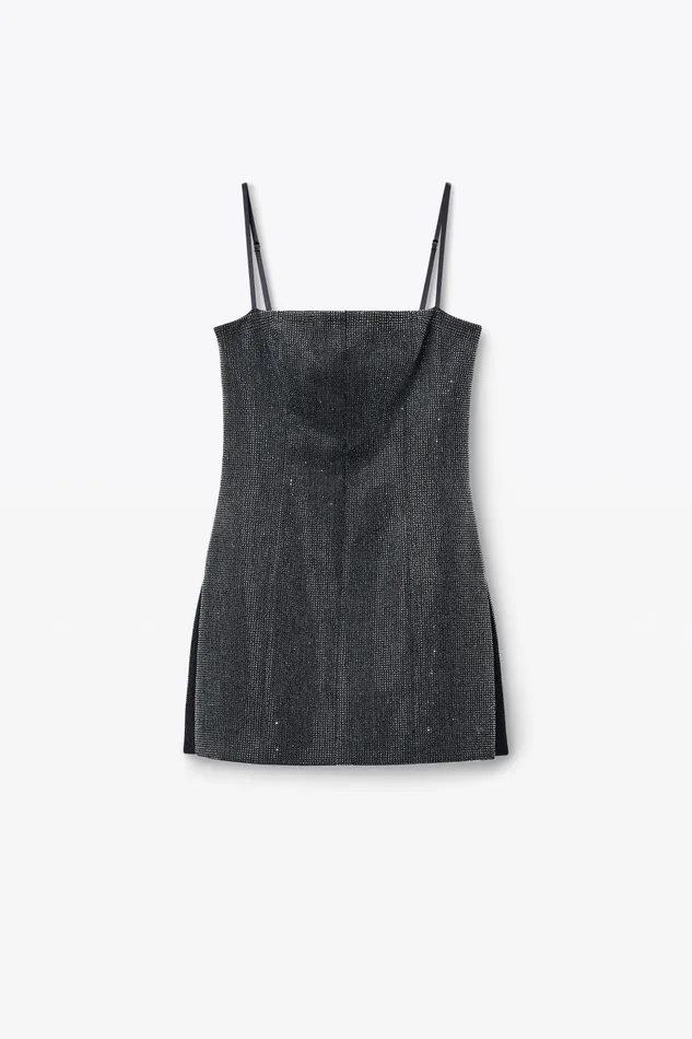 Alexander Wang Dresses Square Neck Minidress In Wool Twill With Crystal Hotfix 8211 Women
