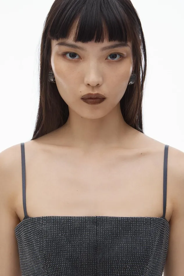 Alexander Wang Dresses Square Neck Minidress In Wool Twill With Crystal Hotfix 8211 Women