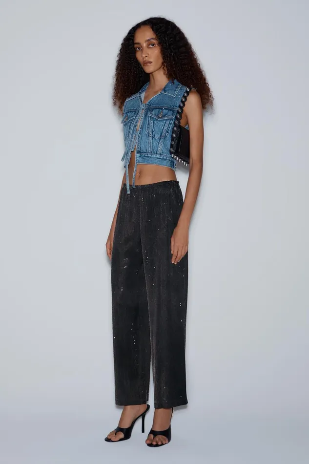Alexander Wang Pants Crystal Hotfix Slim RelaxedFit Pants 8211 Women