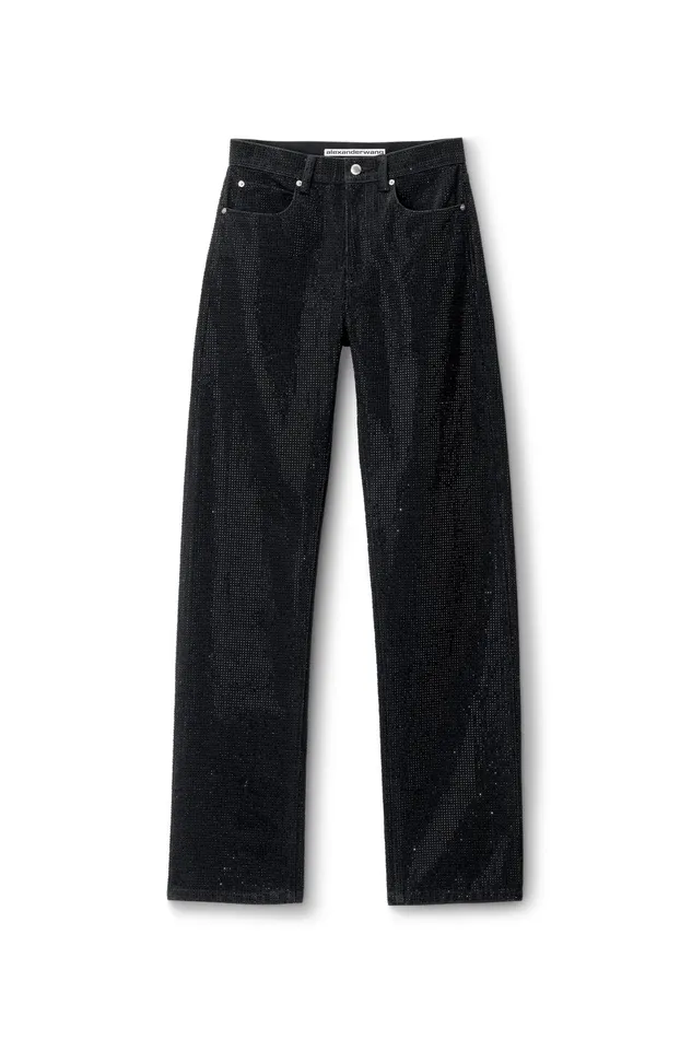 Alexander Wang Pants Ez Crystal Rhinestone Hotfix StraightLeg Jeans In Cotton 8211 Women