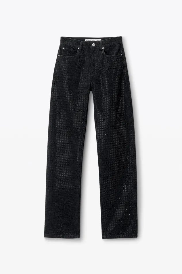 Alexander Wang Pants Ez Crystal Rhinestone Hotfix StraightLeg Jeans In Cotton 8211 Women