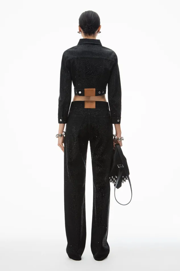 Alexander Wang Pants Ez Crystal Rhinestone Hotfix StraightLeg Jeans In Cotton 8211 Women