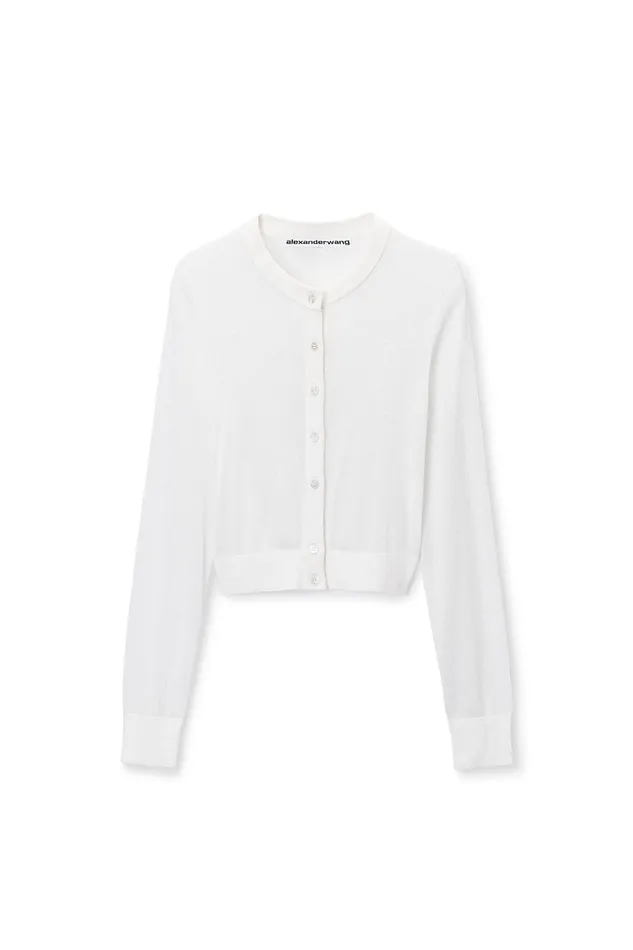 Alexander Wang Sweaters Cropped Cardigan In Clear Bead Hotfix 8211 Women