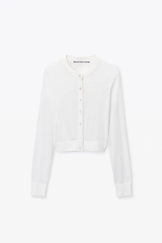 Alexander Wang Sweaters Cropped Cardigan In Clear Bead Hotfix 8211 Women