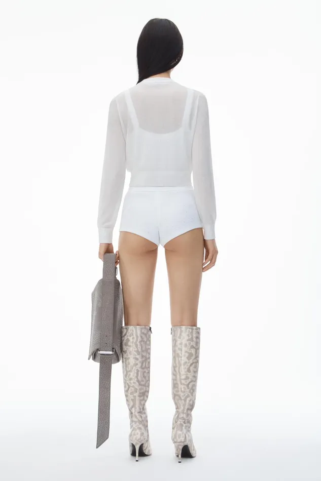 Alexander Wang Sweaters Cropped Cardigan In Clear Bead Hotfix 8211 Women