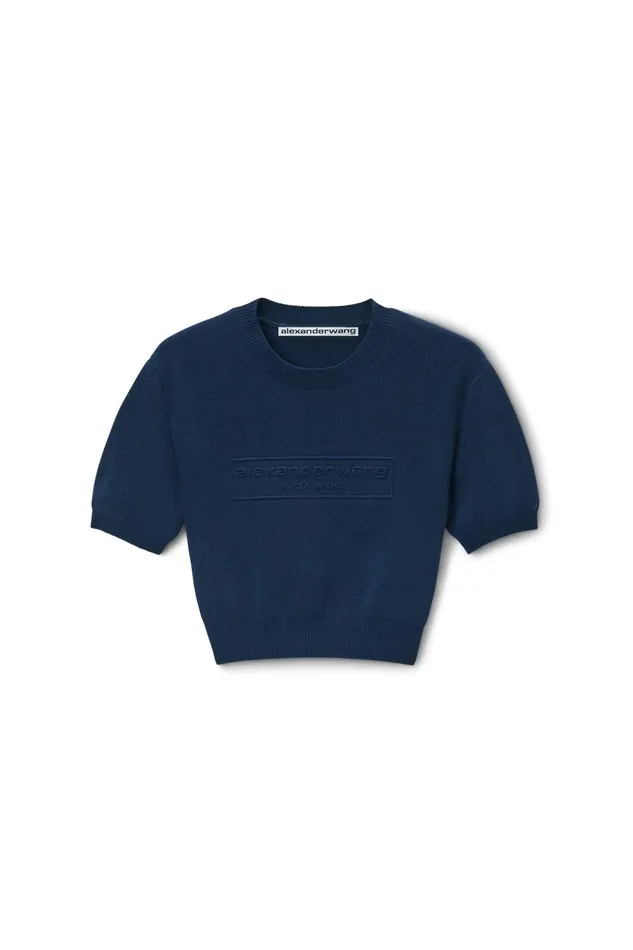 Alexander Wang Sweaters LogoEmbossed Tee In RibKnit 8211 Women
