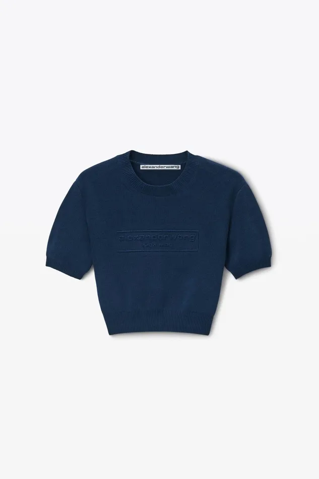 Alexander Wang Sweaters LogoEmbossed Tee In RibKnit 8211 Women