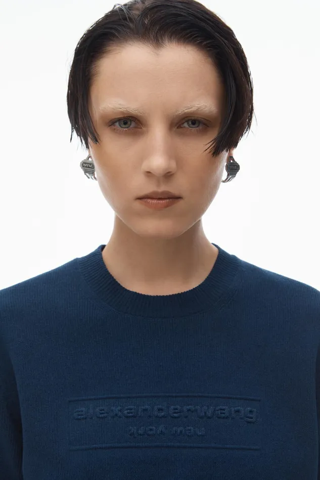 Alexander Wang Sweaters LogoEmbossed Tee In RibKnit 8211 Women
