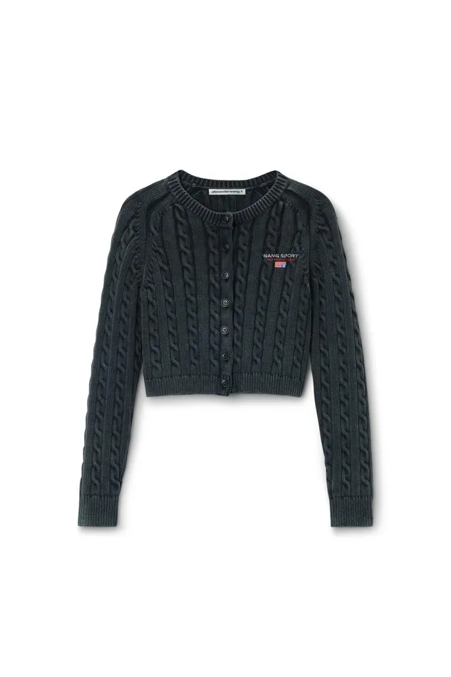 Alexander Wang Sweaters Organic Cotton CableKnit Cropped Cardigan 8211 Women