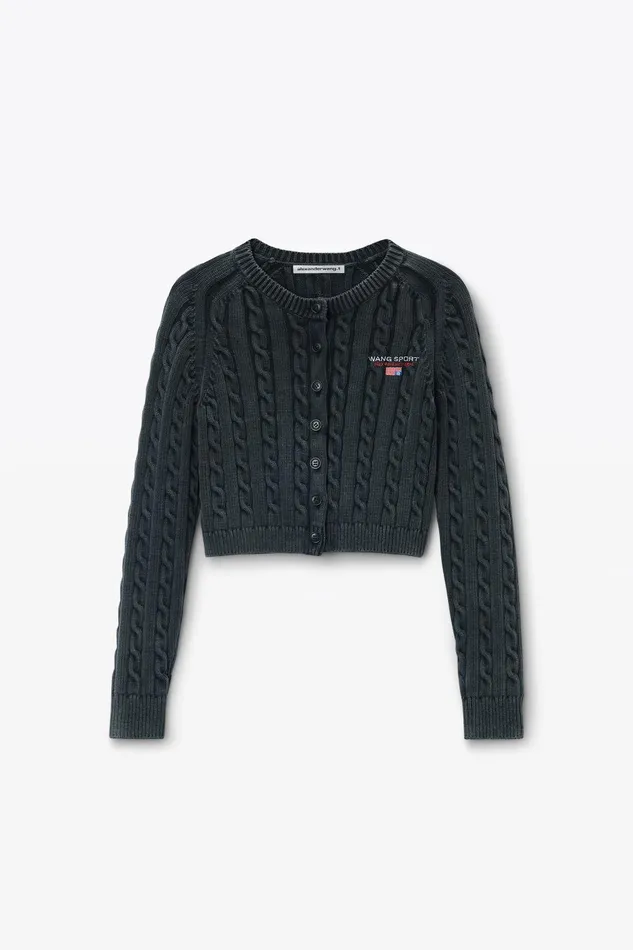 Alexander Wang Sweaters Organic Cotton CableKnit Cropped Cardigan 8211 Women