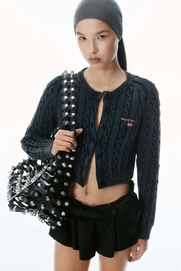 Alexander Wang Sweaters Organic Cotton CableKnit Cropped Cardigan 8211 Women